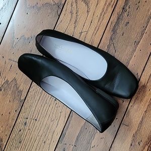 Black Leather Flats by Villager